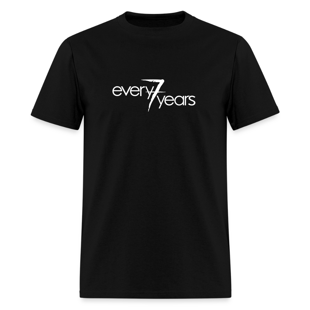 every7years Tee — black t-shirt with the white every7years logo